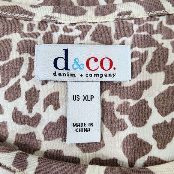 Denim & Co. Womens Tunic Top XLP Fit & Flare Taupe Animal Print Stretch A308809 - Picture 7 of 9